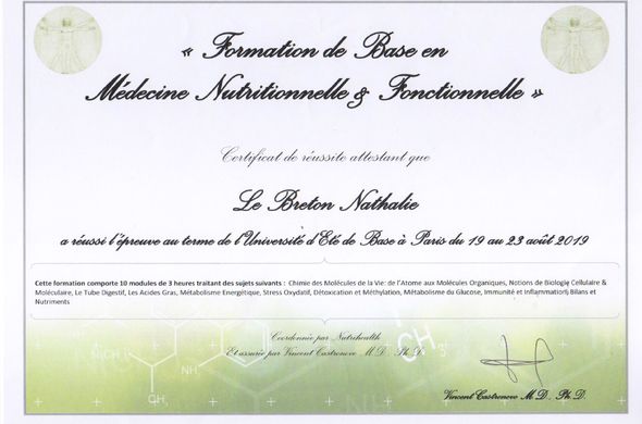 Formation de base en médecine nutritionnelle et fonctionnelle